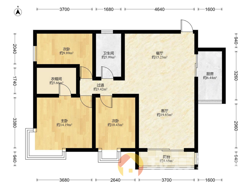 万达华府景园3室2厅户型图